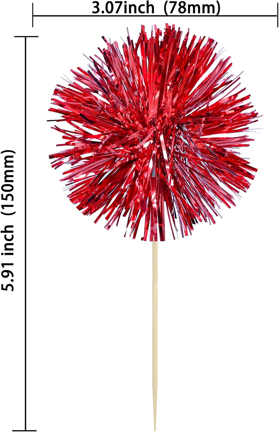 Ephlyn 30Pcs Foil Firework Cupcake Toppers Sparkle Tinsel Cupcake Picks Happy Birthday Cake Toppers