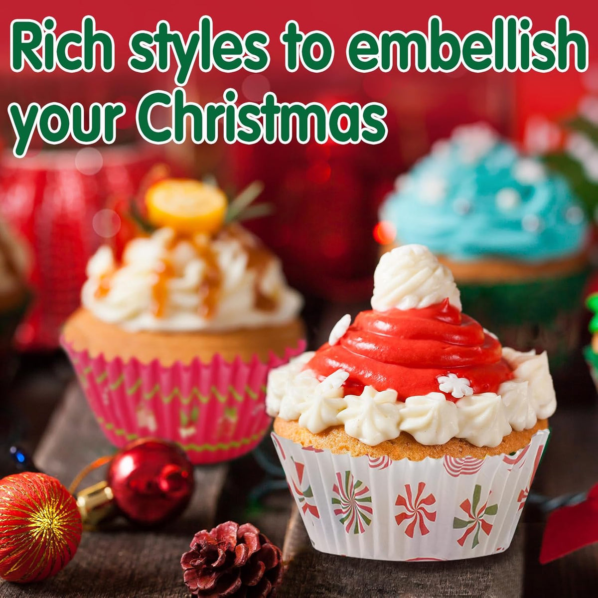 600 Count Christmas Cupcake Liners for Baking Red Green Muffin Mini Holiday Cupcake Liners for