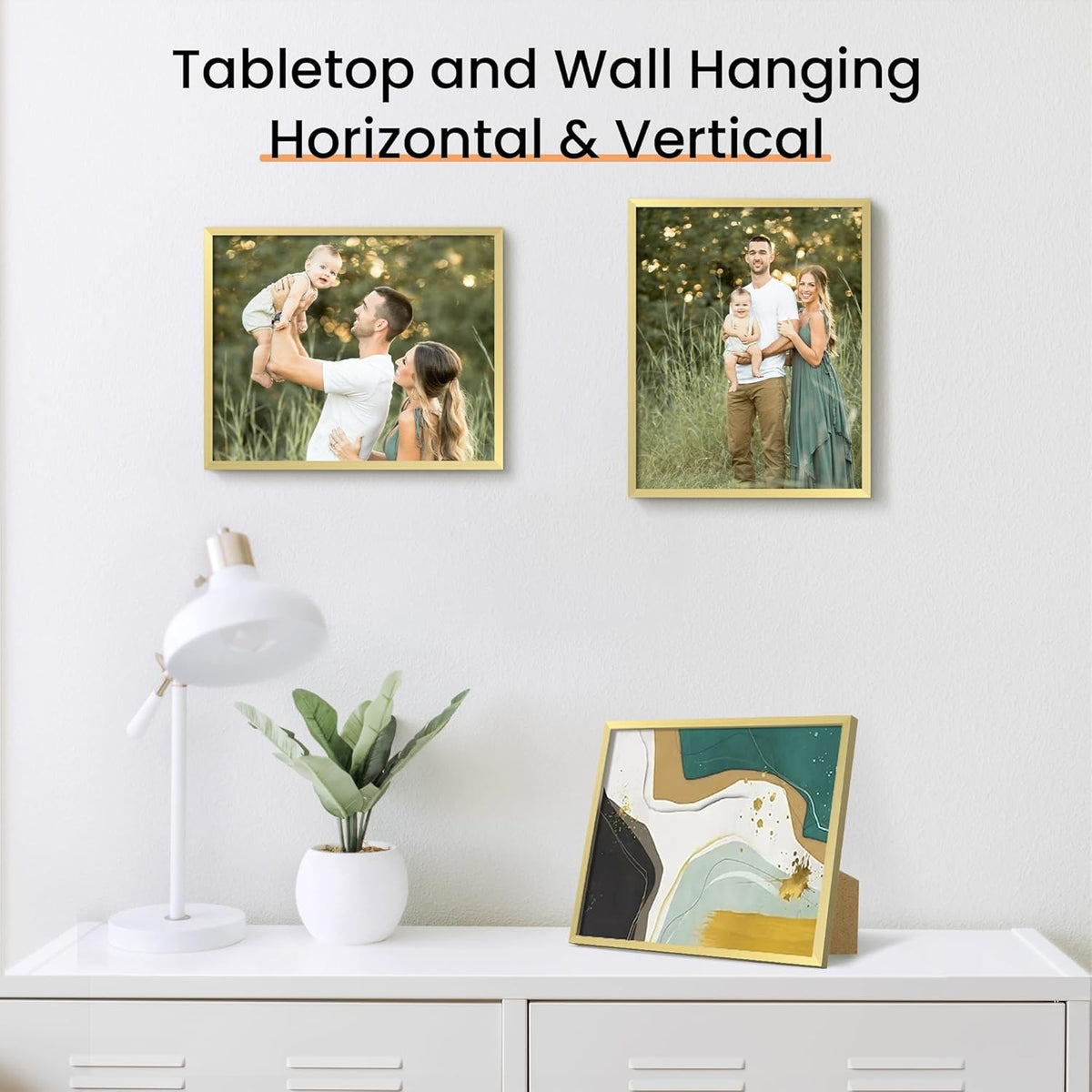 upsimples 8x10 Picture Frame Set of 3, Made of High Definition Glass for 8 x 10, Wall and Tabletop