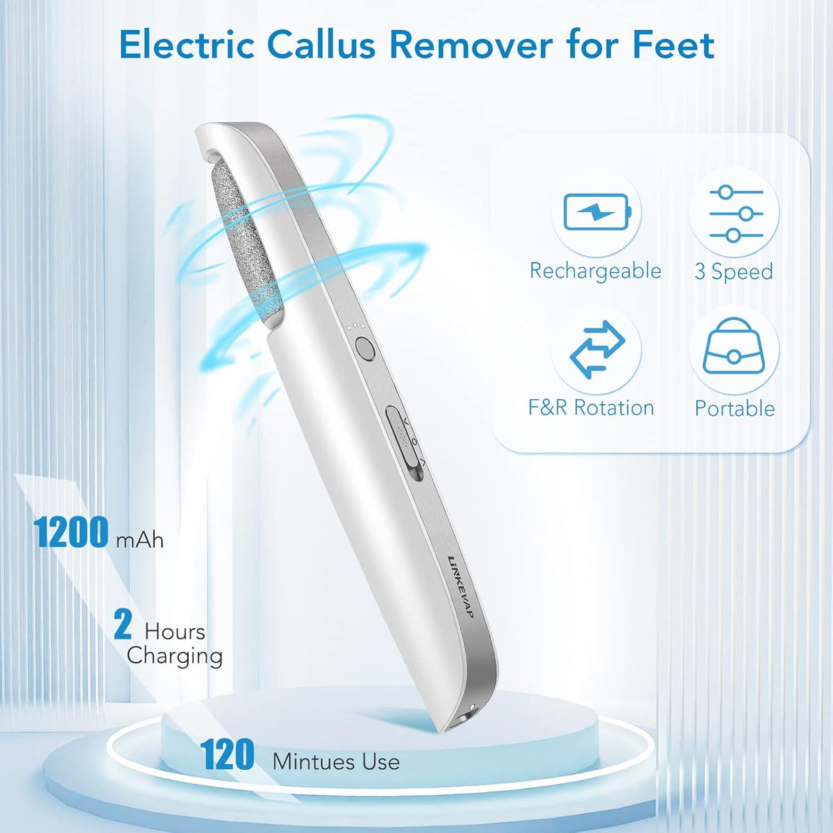 Electric Callus Remover for Feet, Professional Pedicure Kit Foot Scrubber for Dry, Dead, Cracked