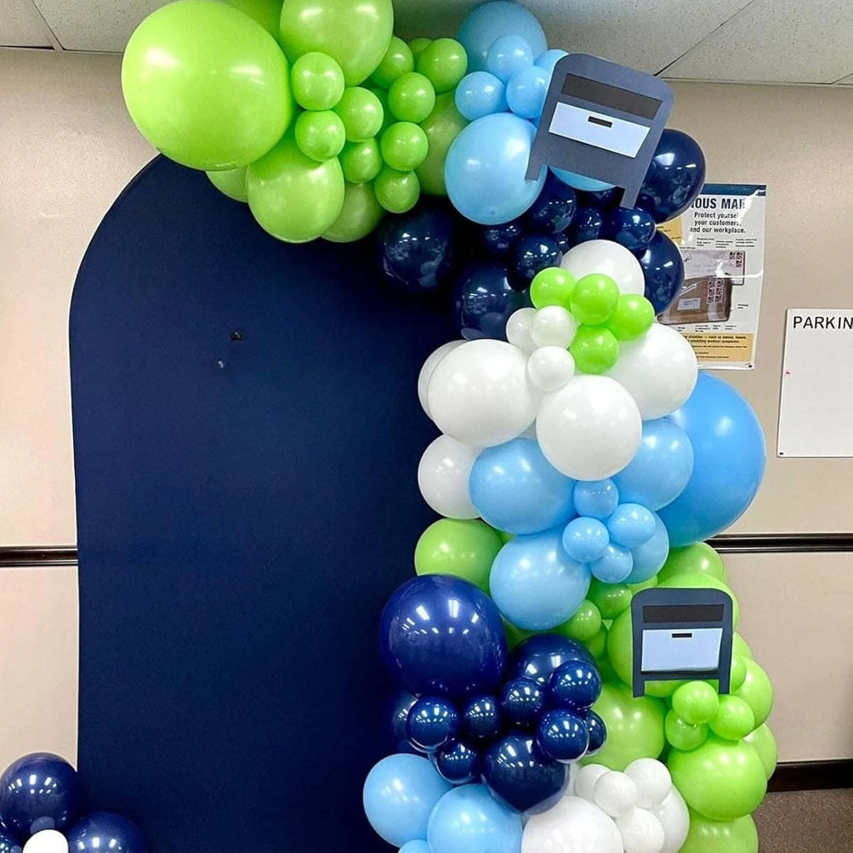 60Pcs Blue and Green Balloons, 12 Inch Navy Blue Fruit Green Confetti Balloons Teal Blue White