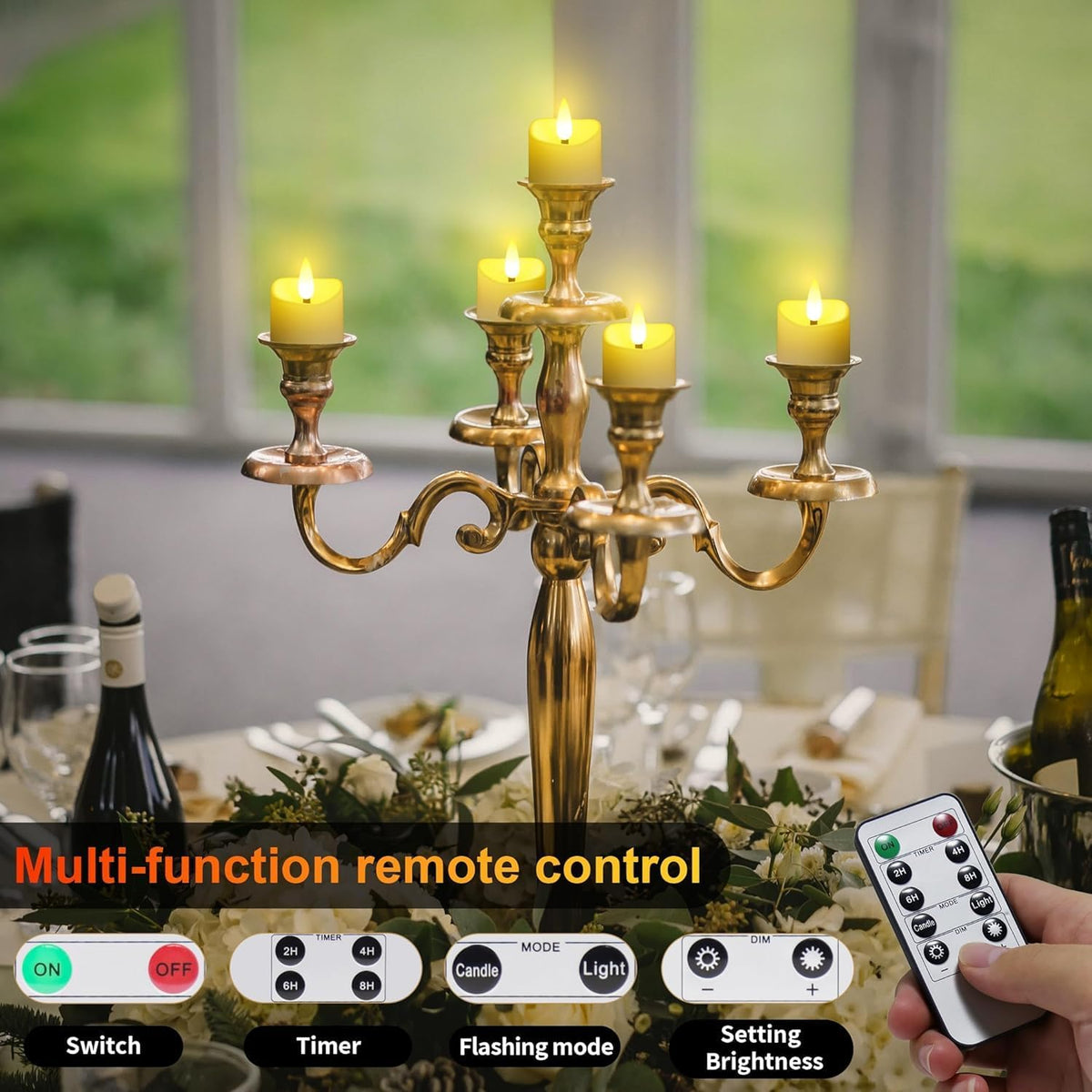 YiaMia Rechargeable Tea Lights with Remote, Flameless LED Candle with 24H Cycle Timer, Battery