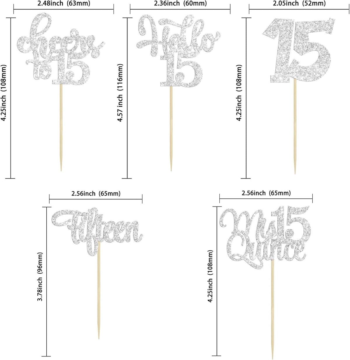 30Pcs 15th Birthday Cupcake Toppers Fifteen Cupcake Picks Cheers to 15 Years Old Mis Quince 15 Cake
