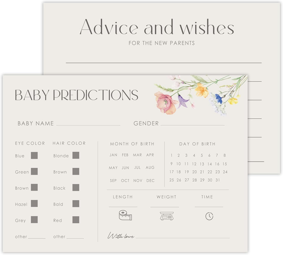 Advice For New Parents Baby Shower, Baby Predictions & Advice Cards For Baby Shower Games