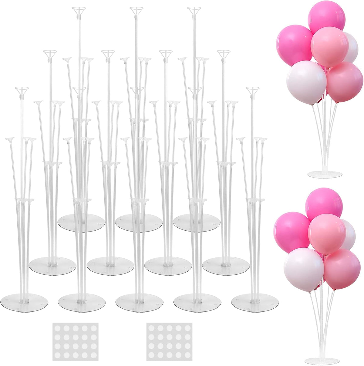 JOYYPOP 12 Sets Balloon Stand Kit For Table, Balloon Sticks with Base Birthday Graduation Party