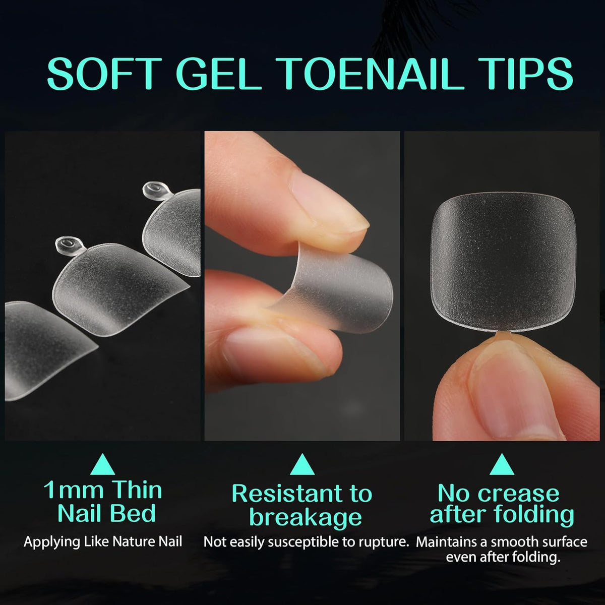 UNA GELLA Toe Nail Tips 216Pcs Short Square False Soft Gel Full Cover Fake Toe Nails Matte Toe