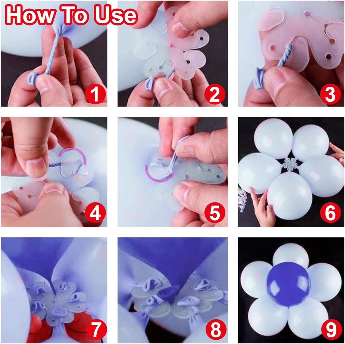 ROYALHOUSE Flower Balloon Clips Flower Shape Balloon Clips Holder 5 Balloon Clip for Party