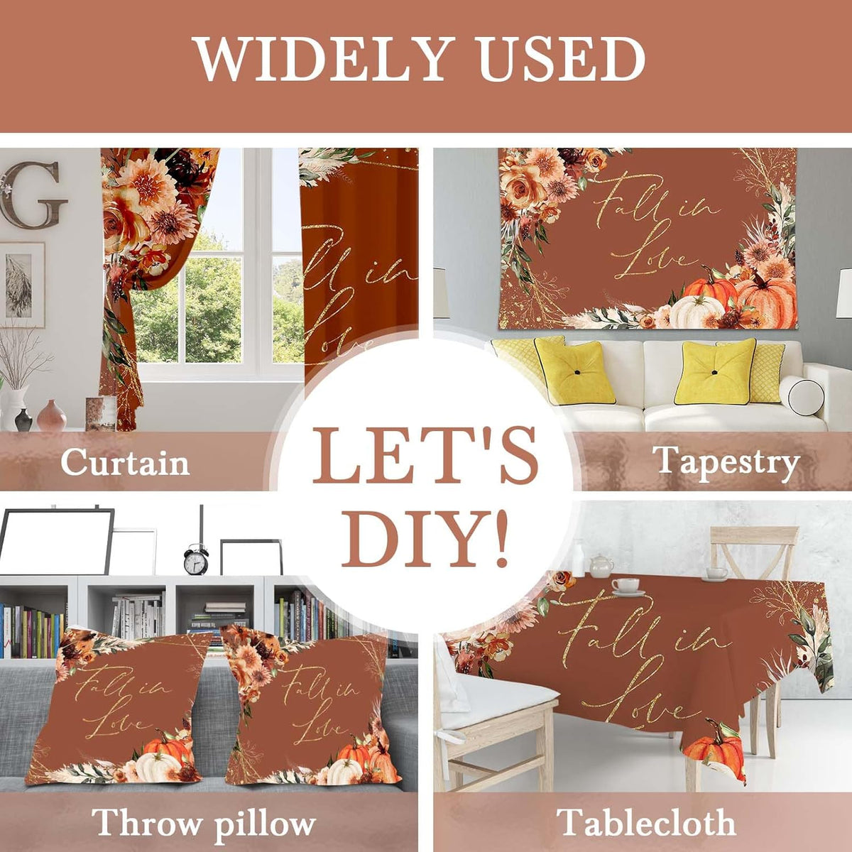 Mocsicka Fall in Love Bridal Shower Backdrop Boho Autumn Leaves Pumpkin Bride Shower Background