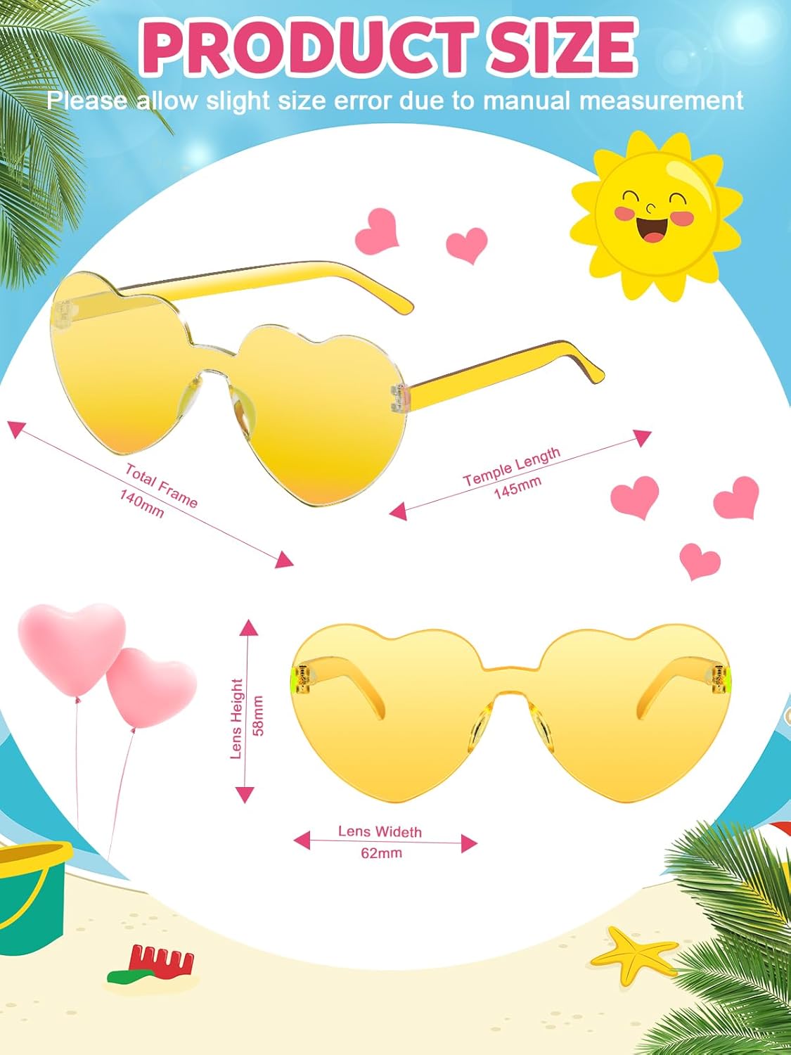 12 Pairs Heart Shaped Sunglasses for Women Colorful Glasses Fun Trendy Transparent Heart Sunglasses
