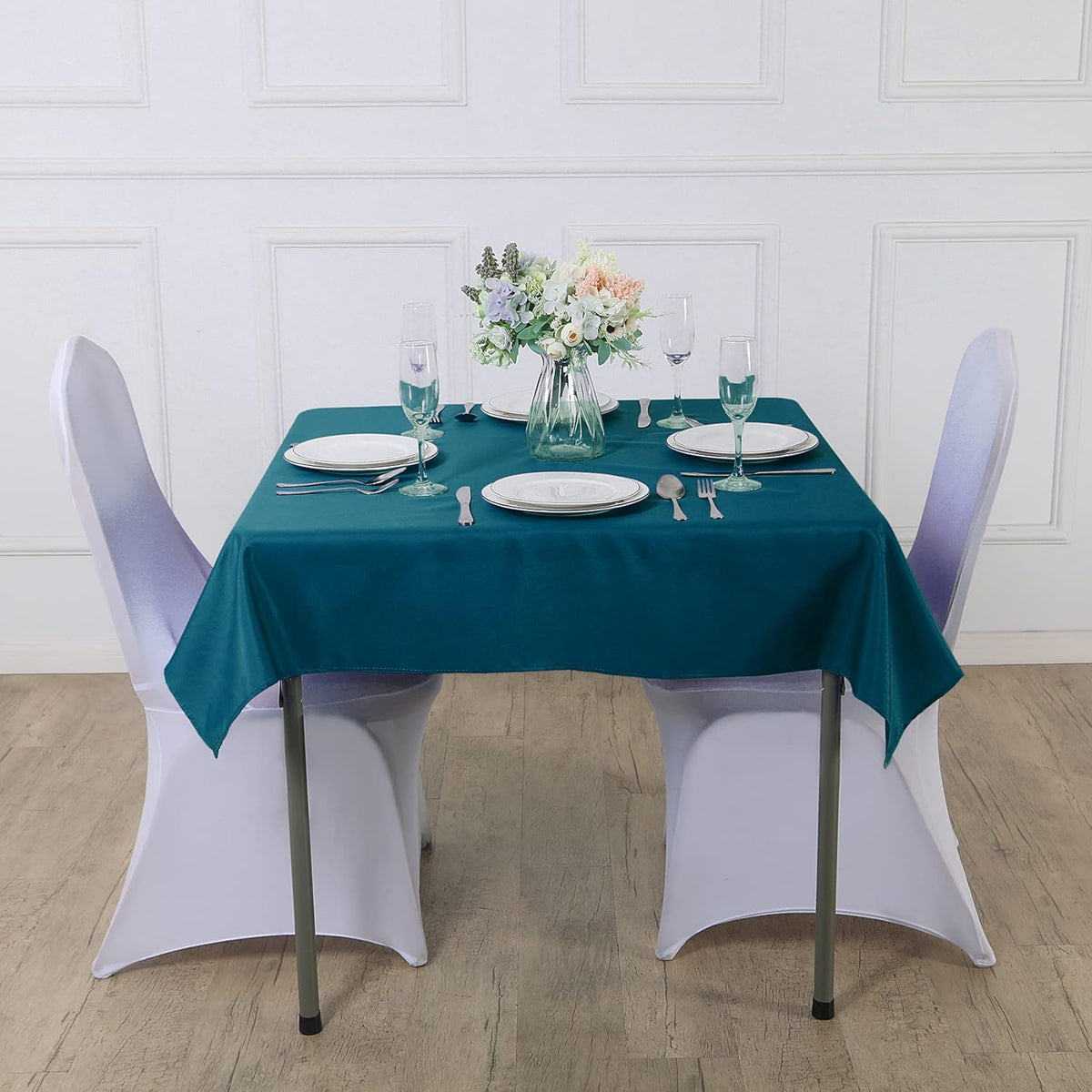 Cupuamon Square Tablecloth 90x90 inch Washable Polyester Fabric Table Cloth for Wedding Party