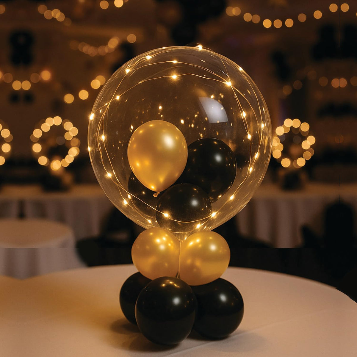 Lightsfever LED Light up Party Balloons with Batteries, 22 inch warm white Big Size Clear Bobo
