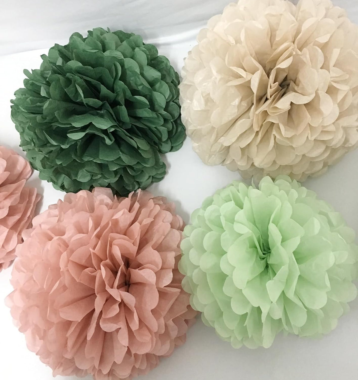 Tissue Paper Pom Poms Kit Paper Flowers 12pieces for Gender Baby Shower Wedding Bridal Bachelorette