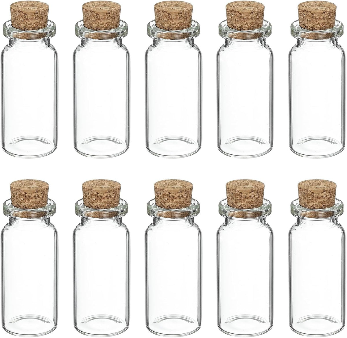 uxcell 10Pcs Mini Glass Bottles with Cork Stoppers, 10ml Small Clear Bottles Glass Empty Jars Vials