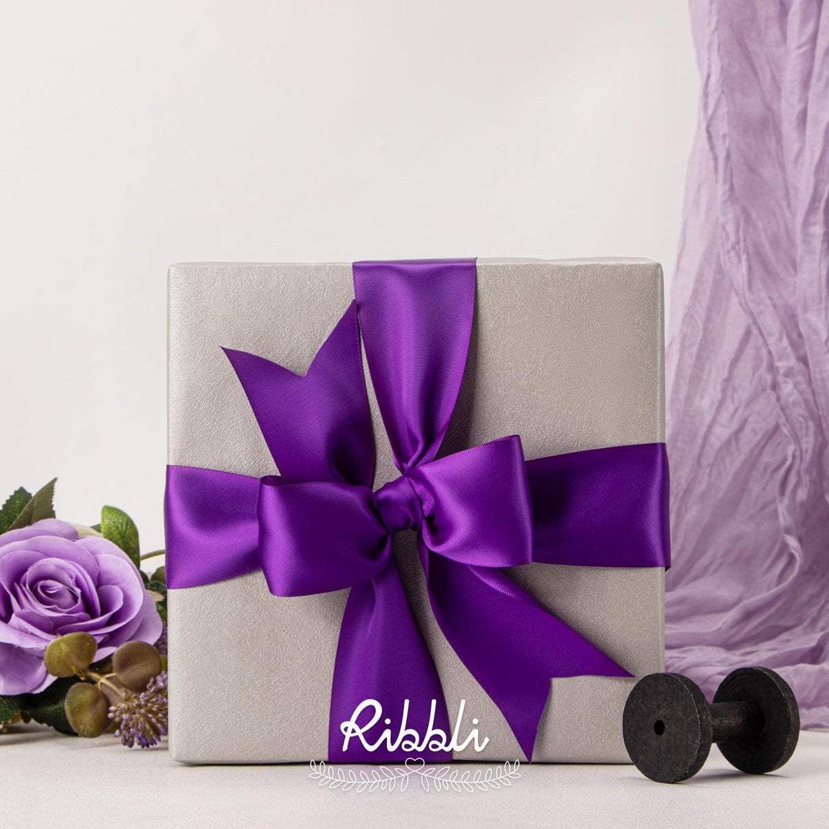 Ribbli Purple Satin Ribbon 2 Inch x Continuous 10 Yards, Double Faced Satin Ribbon Use for Bows