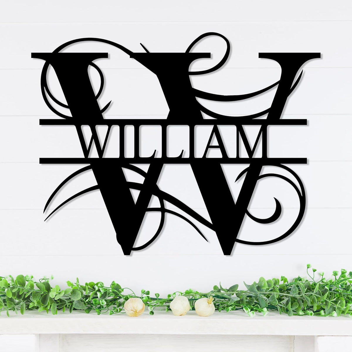 Personalized Metal Name Signs, Split Letter Monogram Wall Decor, Custom Last Name Sign, Family Name