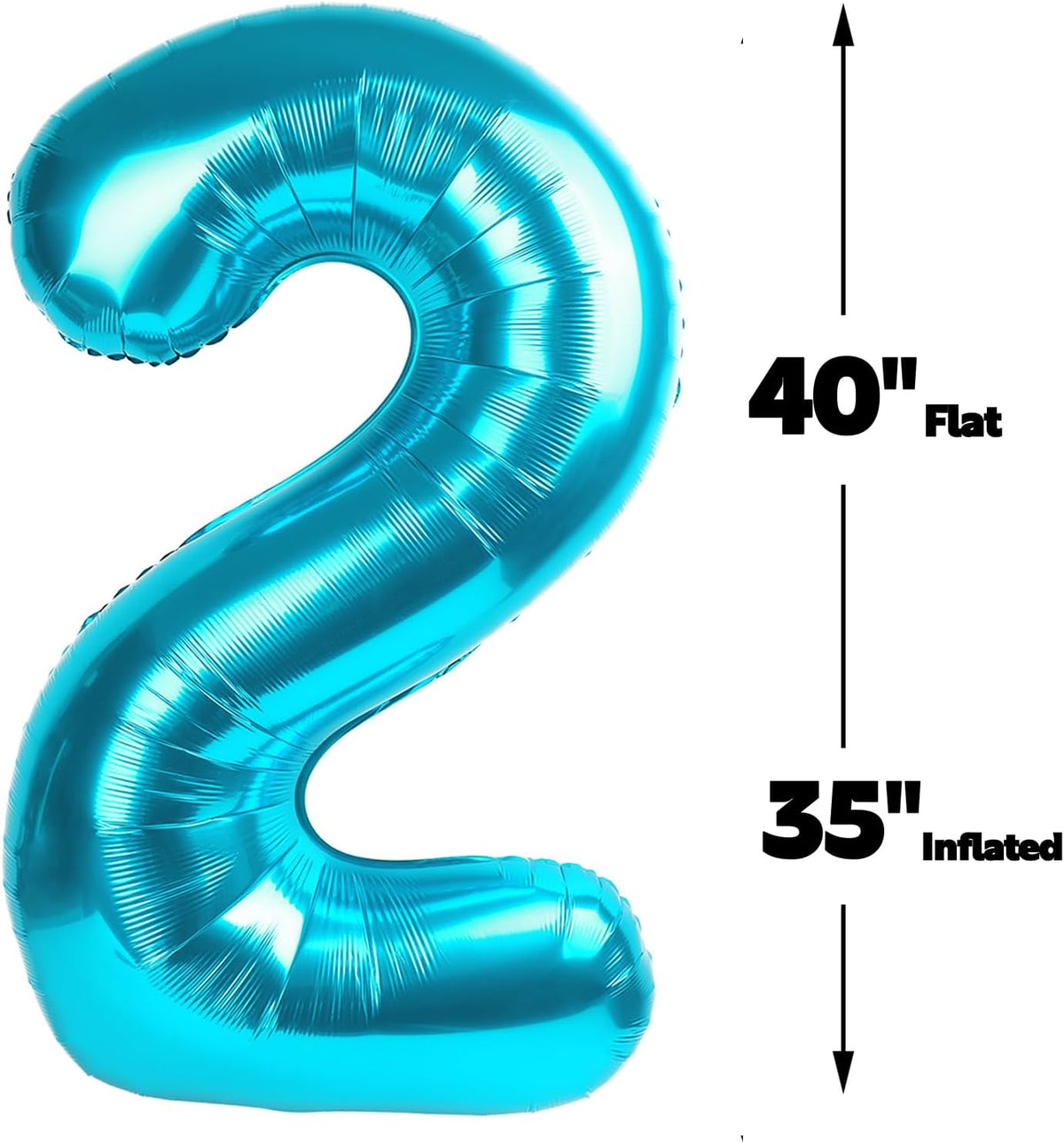Big 40 Inch Blue 2 Number Balloon Birthday Decoration, 2026 Blue Number 2 Helium Balloons 12 20 22