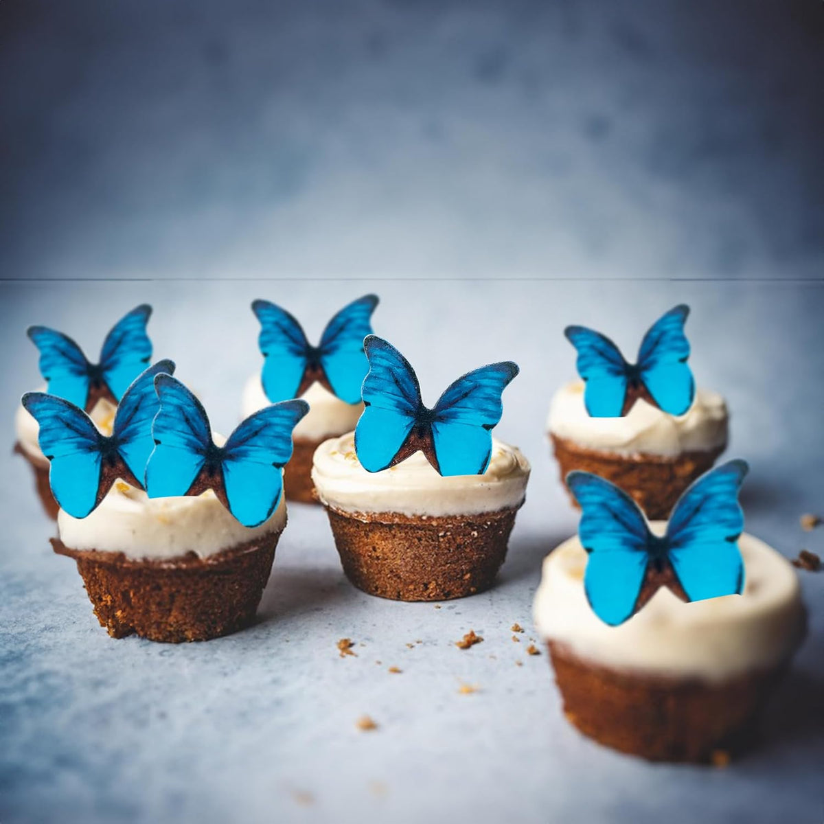 Ephlyn 48Pcs Edible Butterfly Cupcake Toppers 3D Cute Butterfly Cake Picks for Baby Shower Bridal