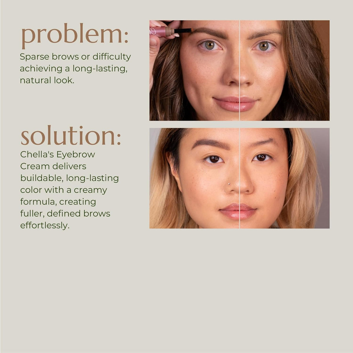 Chella Eyebrow Cream, Delightful Deep Brown - Vegan, Cruelty Free, Paraben Free, Gluten Free