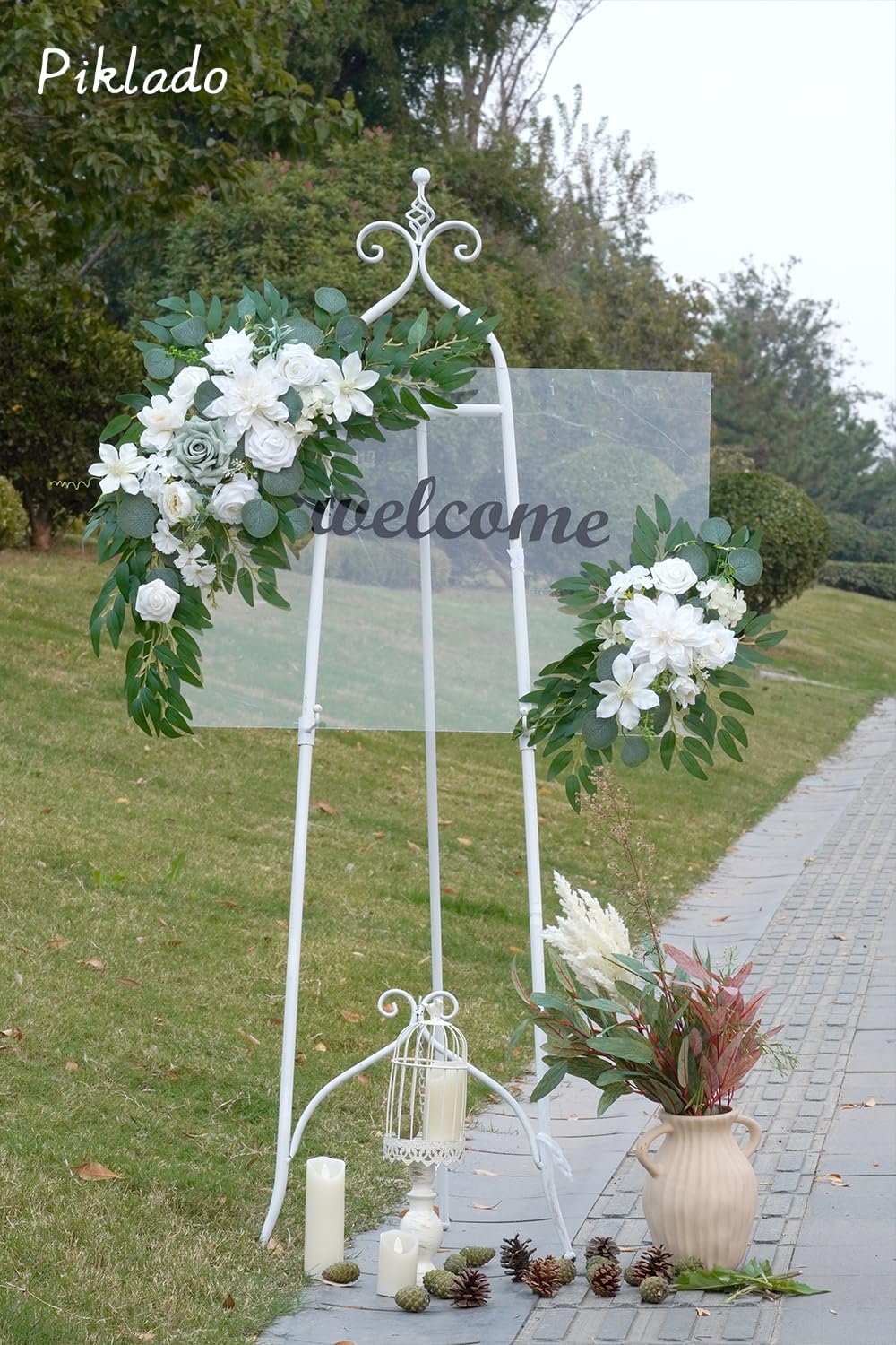 Faux Flower Swag Set of 2 for Wedding Welcome Signs Floral Swag Wedding Reception Ceremony Signs