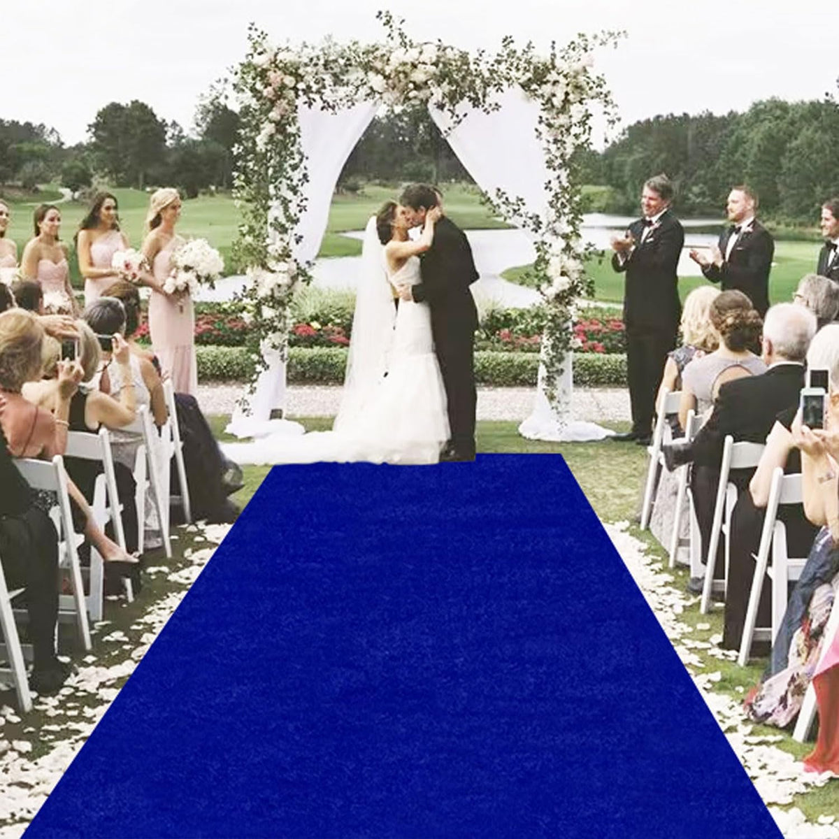 MODFUNS Royal Blue Aisle Runner Wedding Runner Aisle 4x25ft Velvet Fabric Carpet Runner for Party