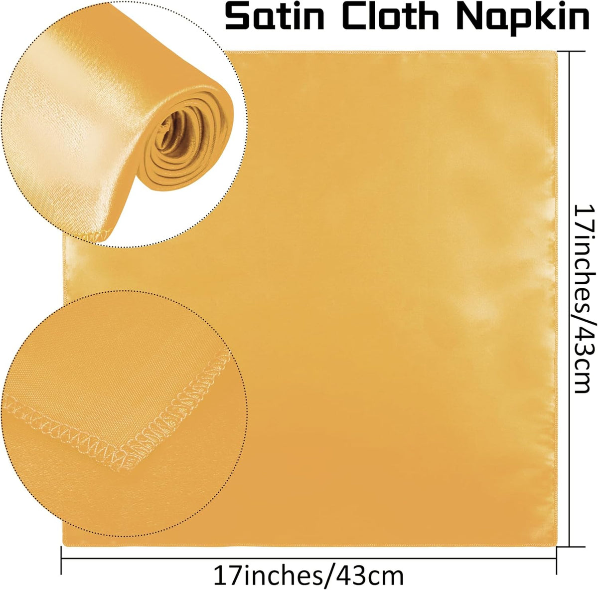 ANECO 12 Pieces Satin Napkins Soft Dinner Napkins Square Table Napkins 17 x 17 Inches for