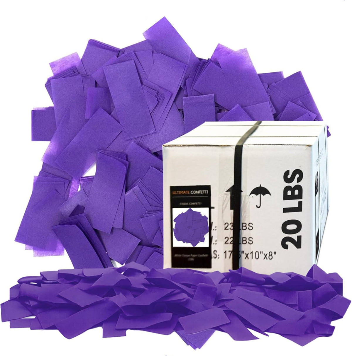 Purple Biodegradable Confetti - Rectangular Fluttering Tissue Paper Confetti for Cannon and