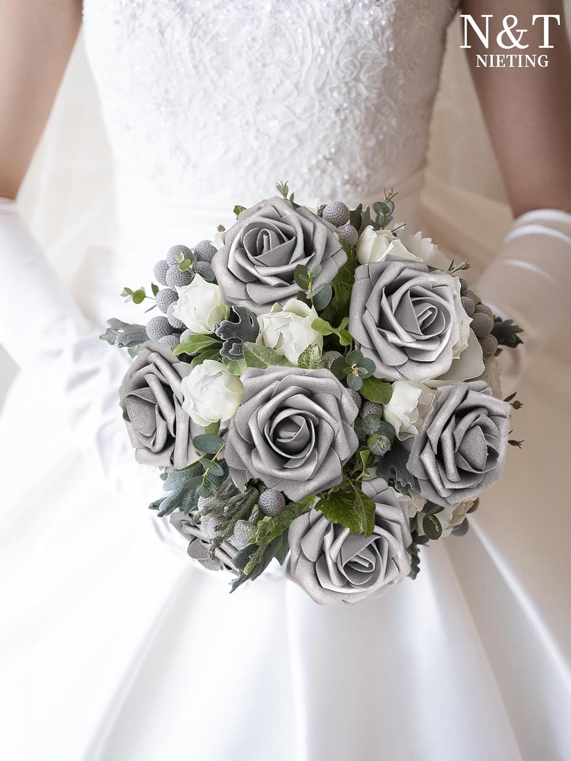 N&T NIETING Artificial Flowers, Fake Flowers Roses Perfect for DIY Wedding Bridal Bouquets