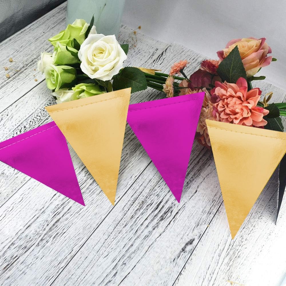 MerryNine Triangle Flag Bunting Banner, 3 Pack Vintage Style Pennant Banner for Wedding, Baby