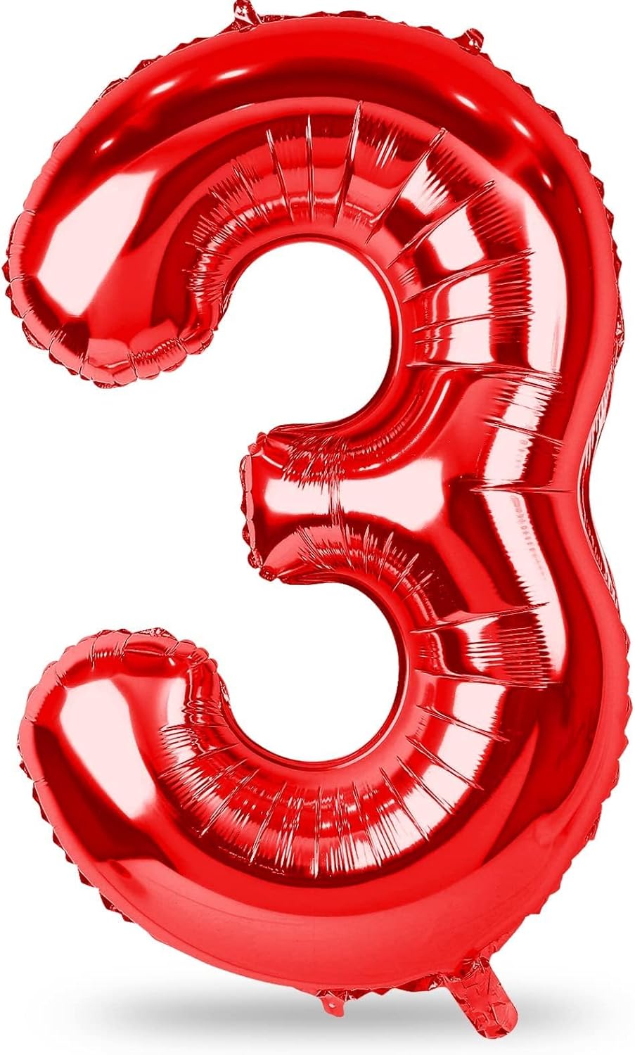 Red Number Balloons, 40 inch Large Number 3 Foil Mylar Helium Balloons for Girls Women, Self