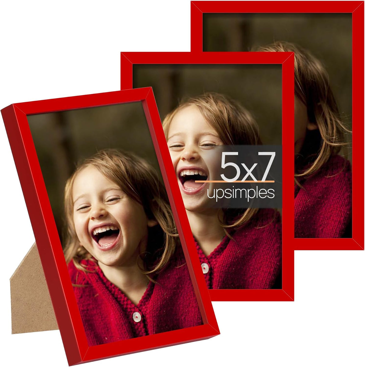 upsimples 5x7 Picture Frame Set of 3, Made of High Definition Glass for 5 x 7, Wall and Tabletop