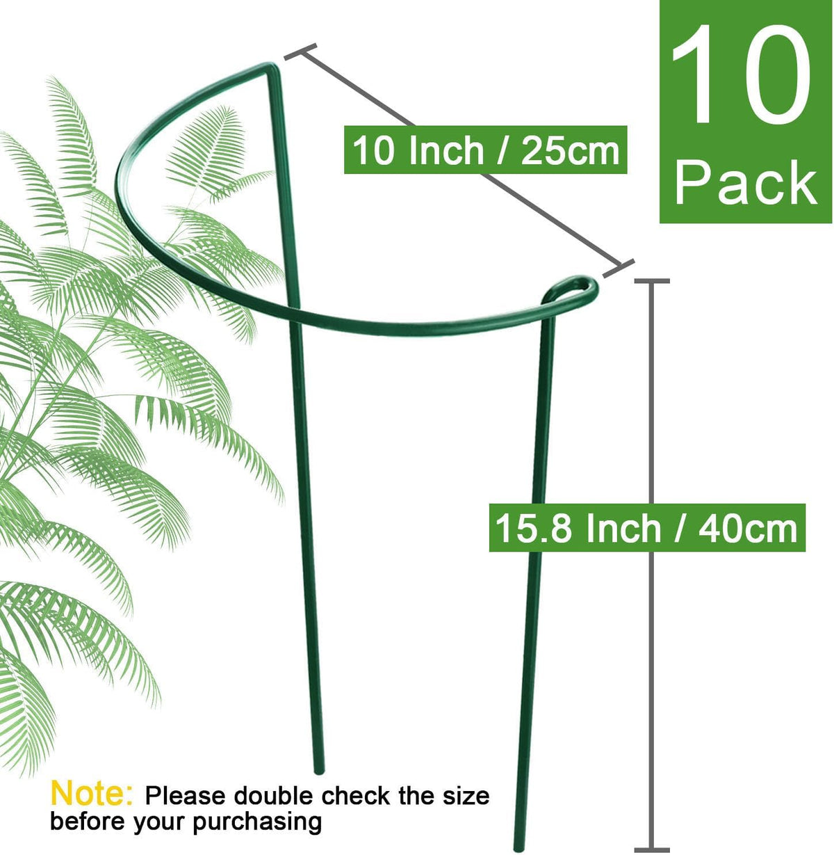 HiGift 10 Pack Peony Cages and Supports, 10" (W) x 16"(H) Plant Support, Heavy Duty Metal Plant