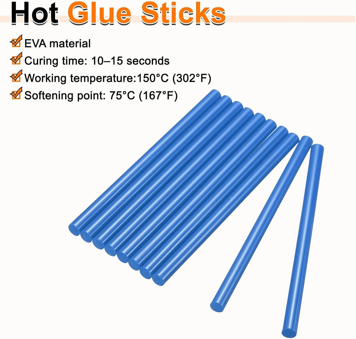 HARFINGTON 10pcs Hot Glue Sticks 0.43" Dia x 3.94" Long EVA Mini Hot Melt Adhesive Glue Stick for