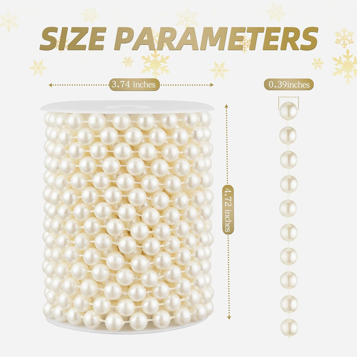 33 Feet Faux Pearl Beads Garland 10mm Craft String Pearls for Wedding Centerpiece Christmas Tree