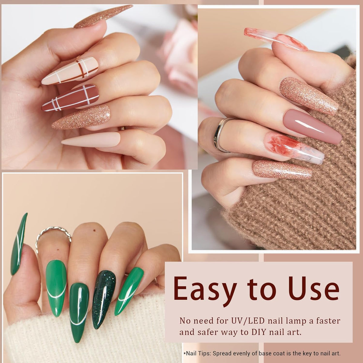 AZUREBEAUTY 42Pcs Dip Powder Nail Kit Starter, 32 Colors Fall Set Green Nude Brown Blue Dipping
