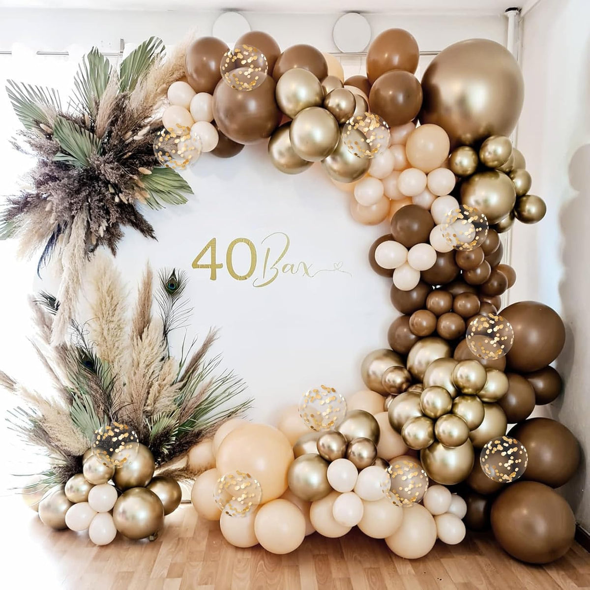 60pcs Brown and Gold Balloons for Neutral Bridal Shower, Birthday, Baby Shower Party Decorations