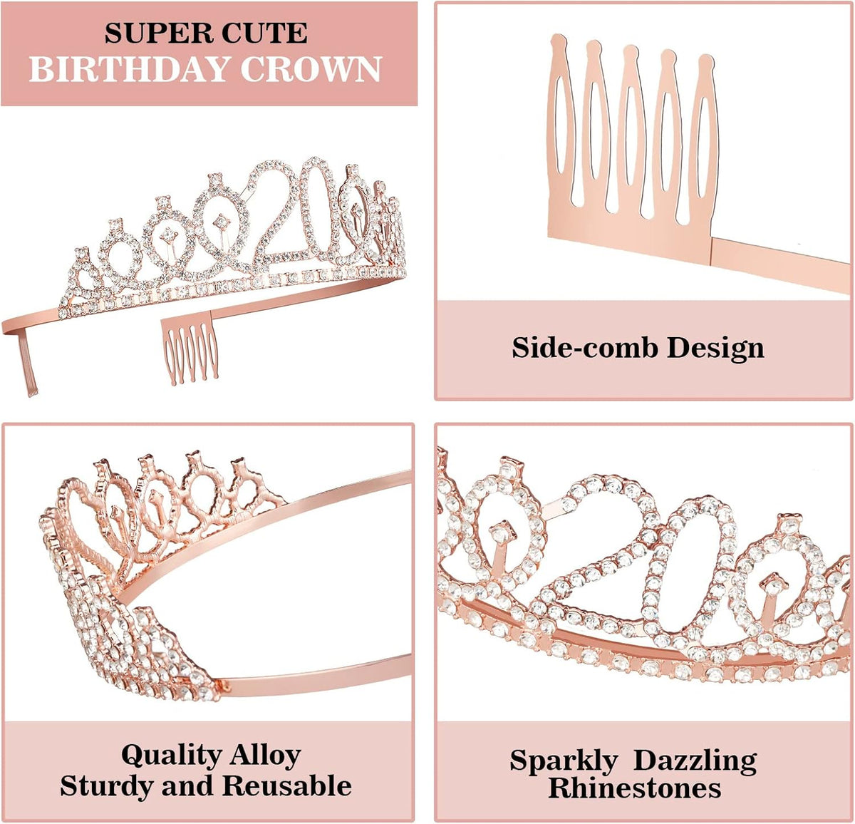 20th Birthday Decorations for Women Including Sash, Crown, Cake Topper and Candles, 20th Birthday