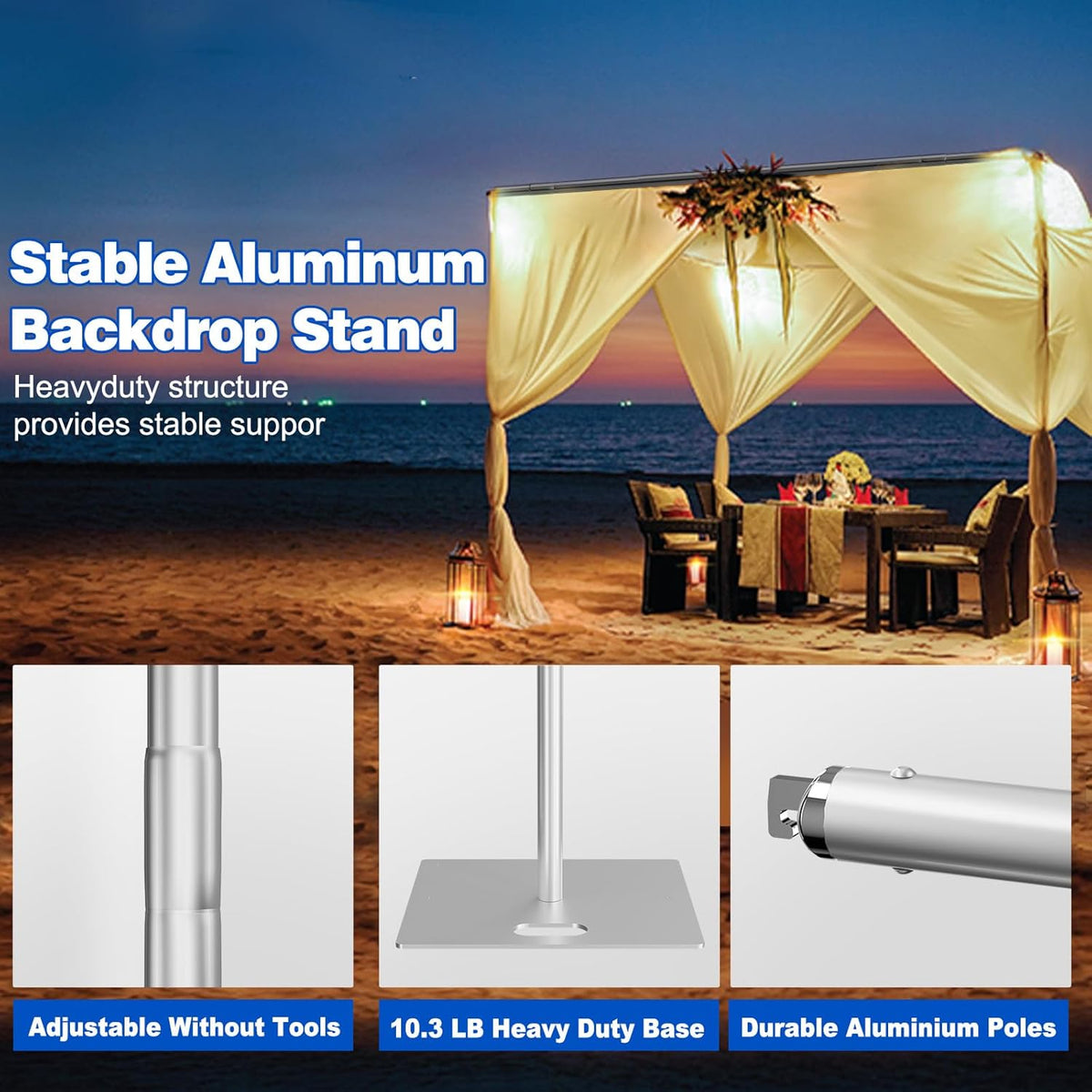Pipe and Drape Backdrop Stand 8ftx10ft Adjustable Background Support System Heavy Duty Background