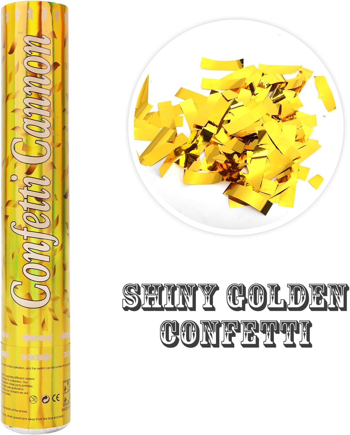 Confetti Poppers [5 Pack] 12 Inch Gold Confetti Cannons | Perfect for Graduation, New Year’s Eve