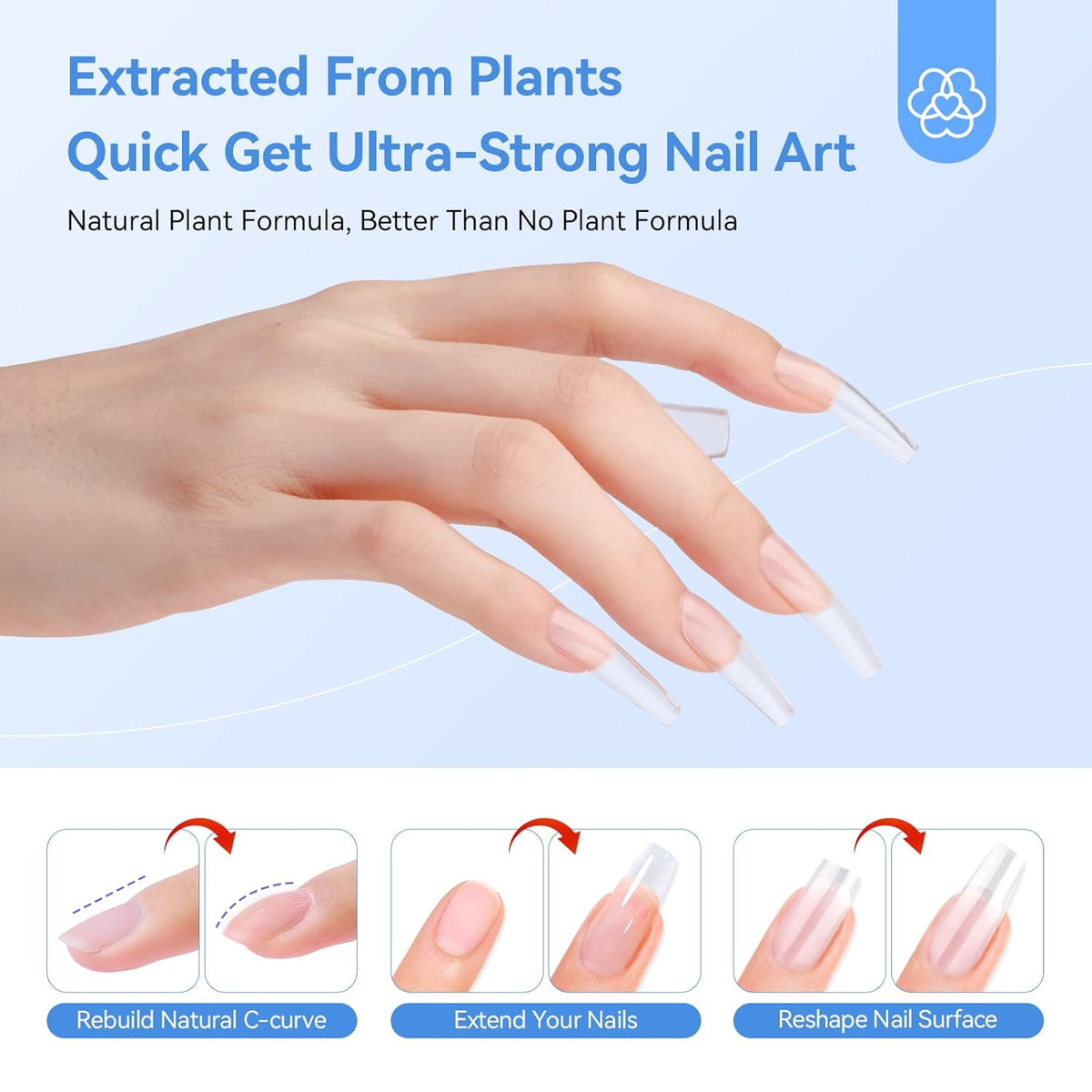 SAVILAND Clear Builder Nail Gel Kit: 3 Pcs 15ml Builder Nail Gel Base Top Gels with Castor Oil