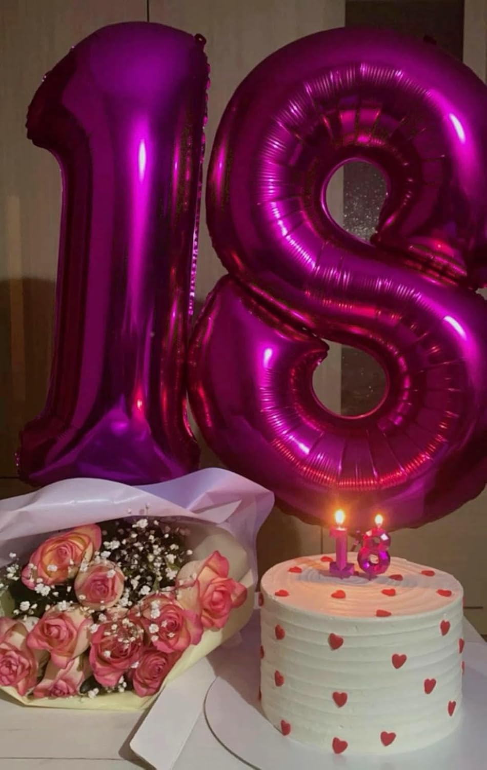 Helium Foil Rosy Purple Number 8 Balloon 40 Inch, Mylar Eight Numbers 8 18 28 38 48 58 80 88