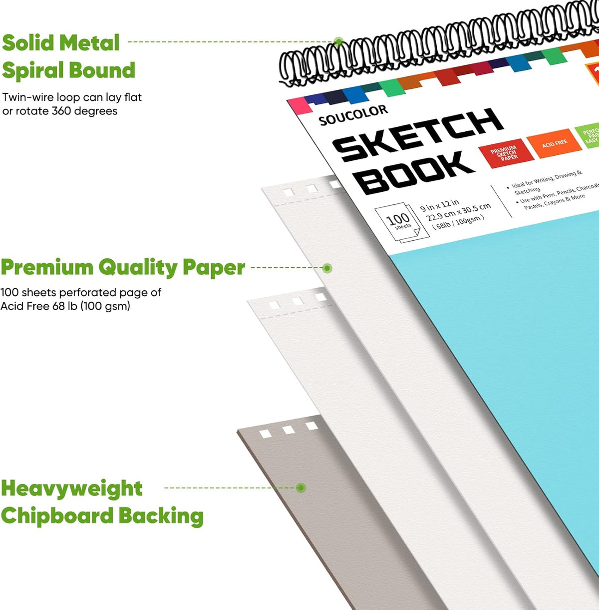 Soucolor 9 x12 Inch Sketch Book,Teen Girl Trendy Stuff, Halloween & Christmas for Teen Girls 4-12