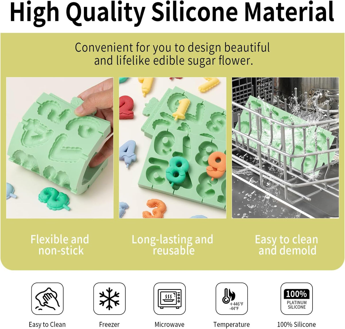 KALAIEN Number Silicone Mold, 2 Pack 3D Chocolate Molds Silicone Number 0-9, Number Cake Molds for