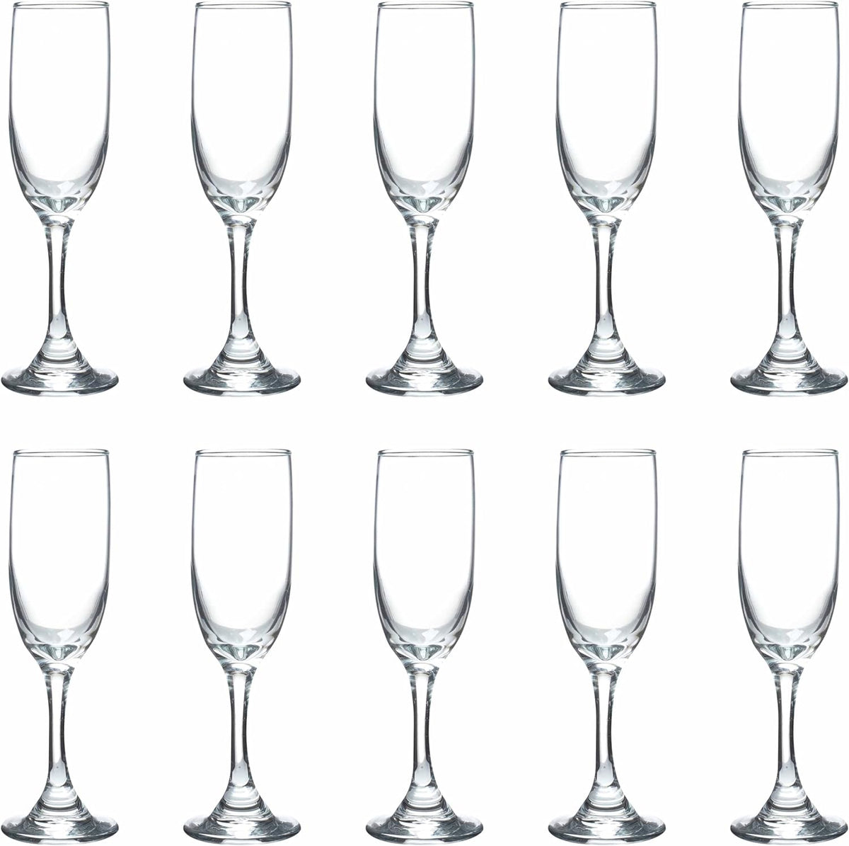DISCOUNT PROMOS Premiere Champagne Flutes 6.25 oz. Set of 10, Bulk Pack - Elegant Drinkware for