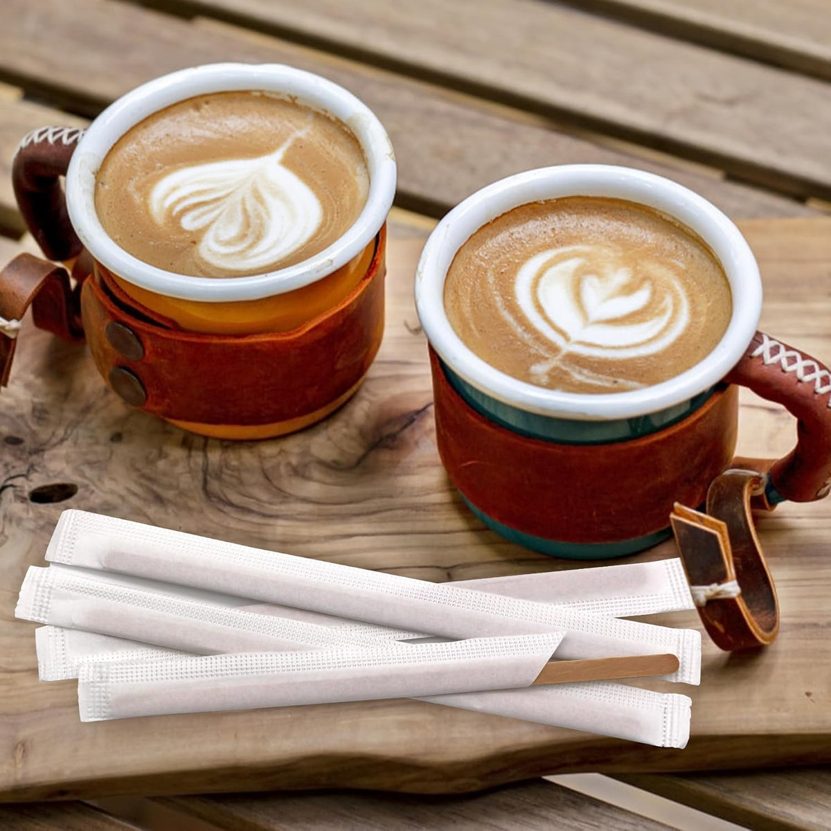 1000PCS 5.5 in Individually Wrapped in Paper Wooden Coffee Stirrers, A+++Level Smooth Rounded Edges
