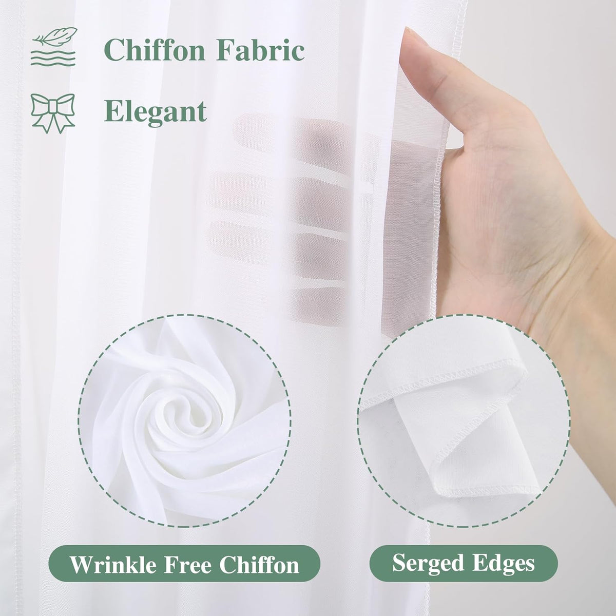 Wedding Arch Draping Fabric,2 Panels 18FT White Wedding Arch Drapes Chiffon Fabric Drapery Arch