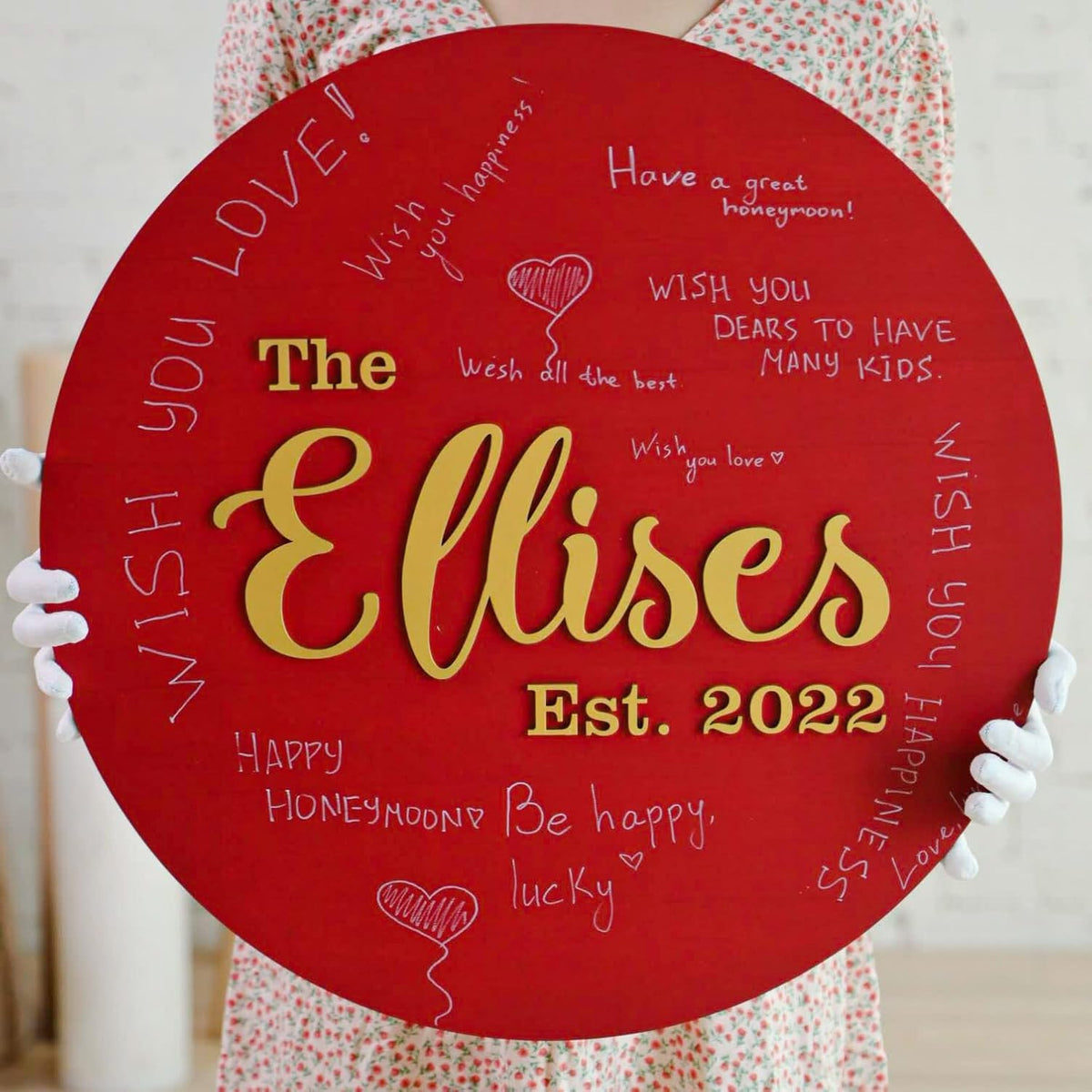 Wedding Guest Book Alternative, Medium - 16.1 inches (41 cm), Wooden Wish Book Circle, Unique Guest