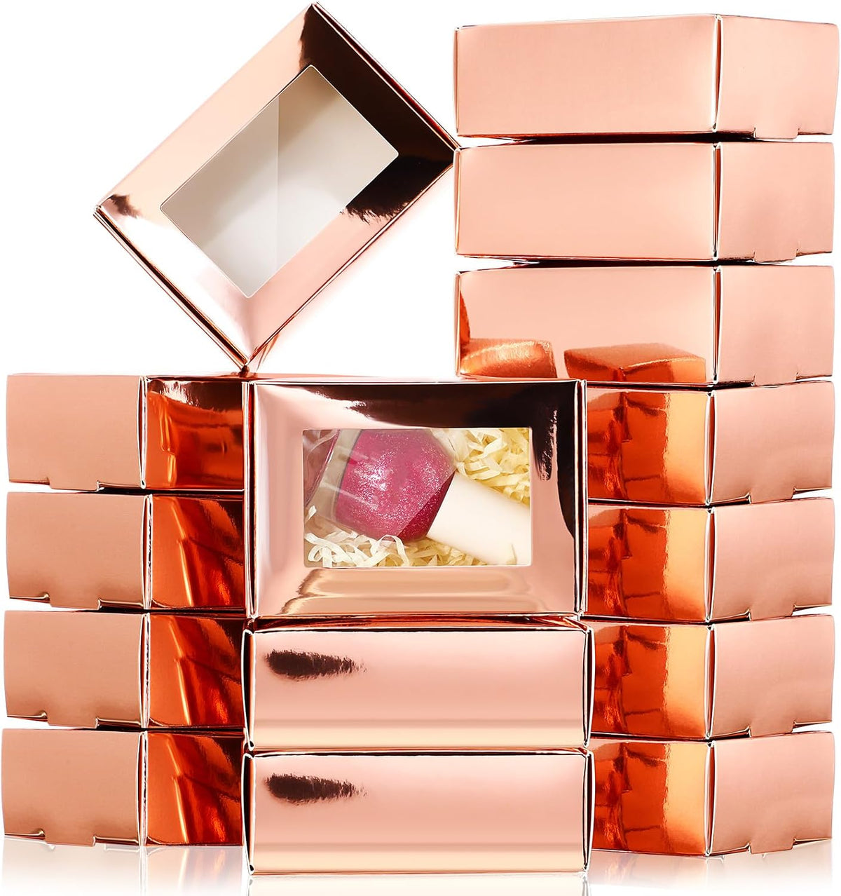 Zonon 30 Pcs Soap Boxes for Homemade Packaging, Mini Kraft Treat Boxes with Window for Bakery Candy