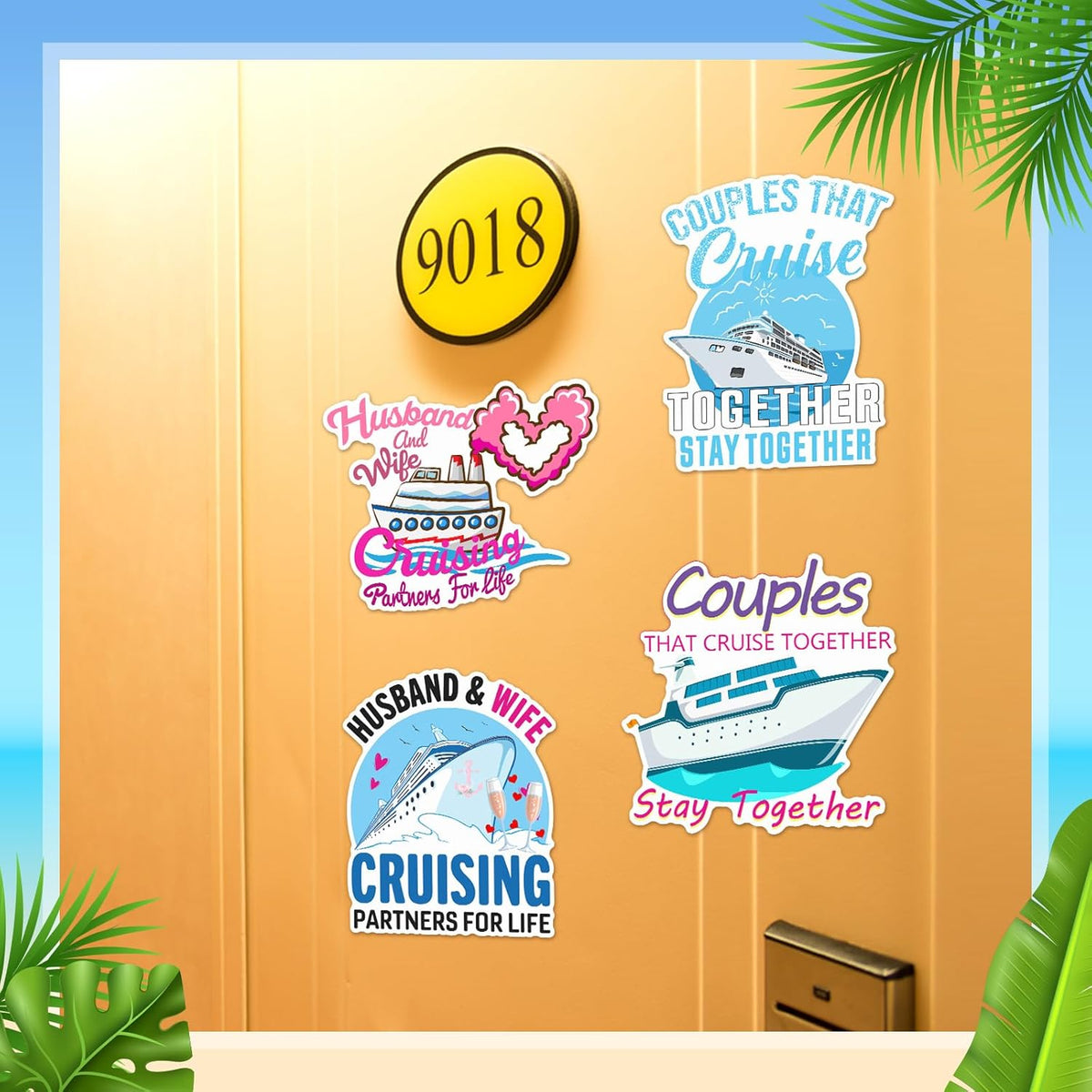 Hoteam 4 Pcs Couples Cruise Door Decorations Magnetic Husband and Wife Cruise Ship Door Funny