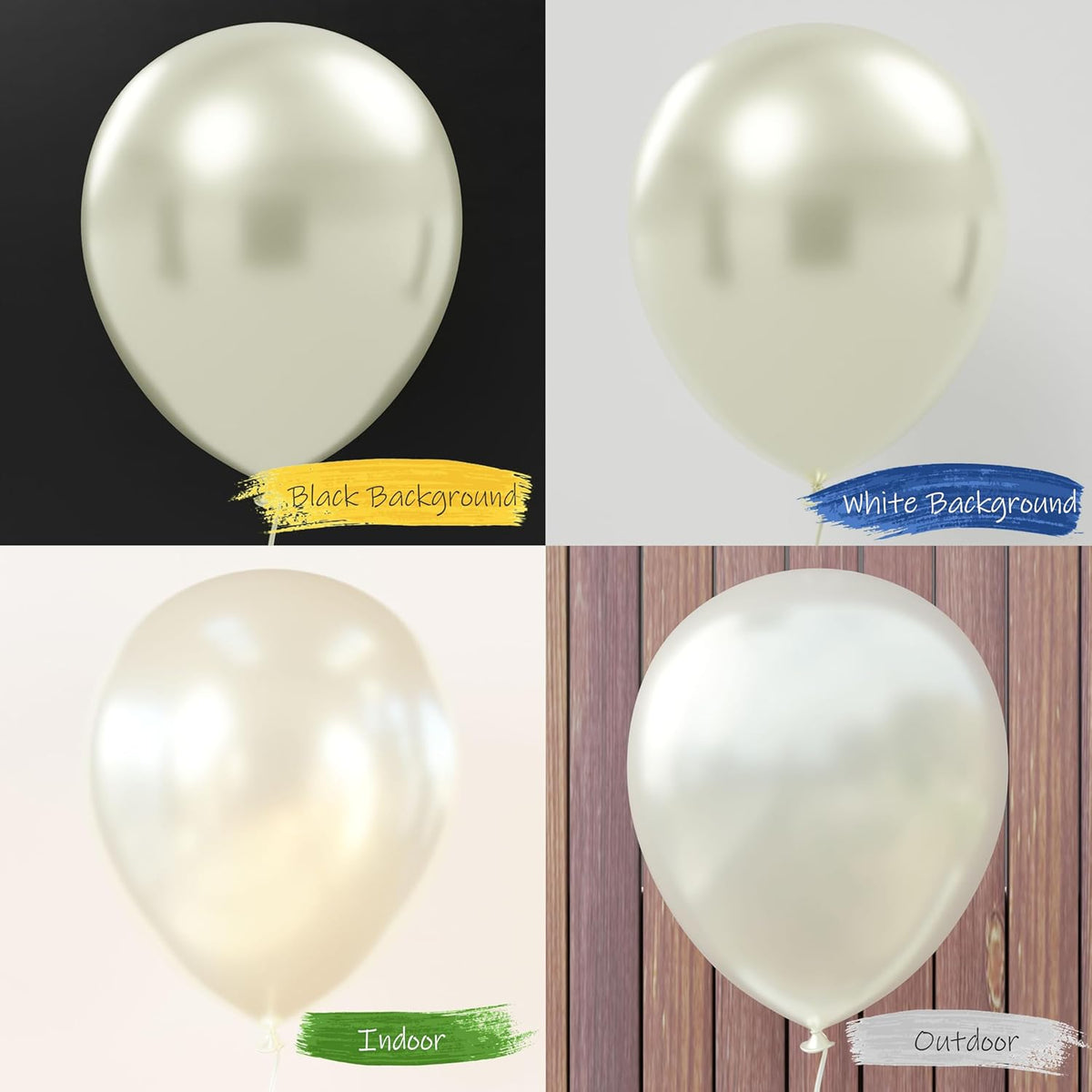 AFTERLOON® Biodegradable Balloons 24 pcs Pearlized White 10 Inch Pearl Color, Pearlescent Thickened