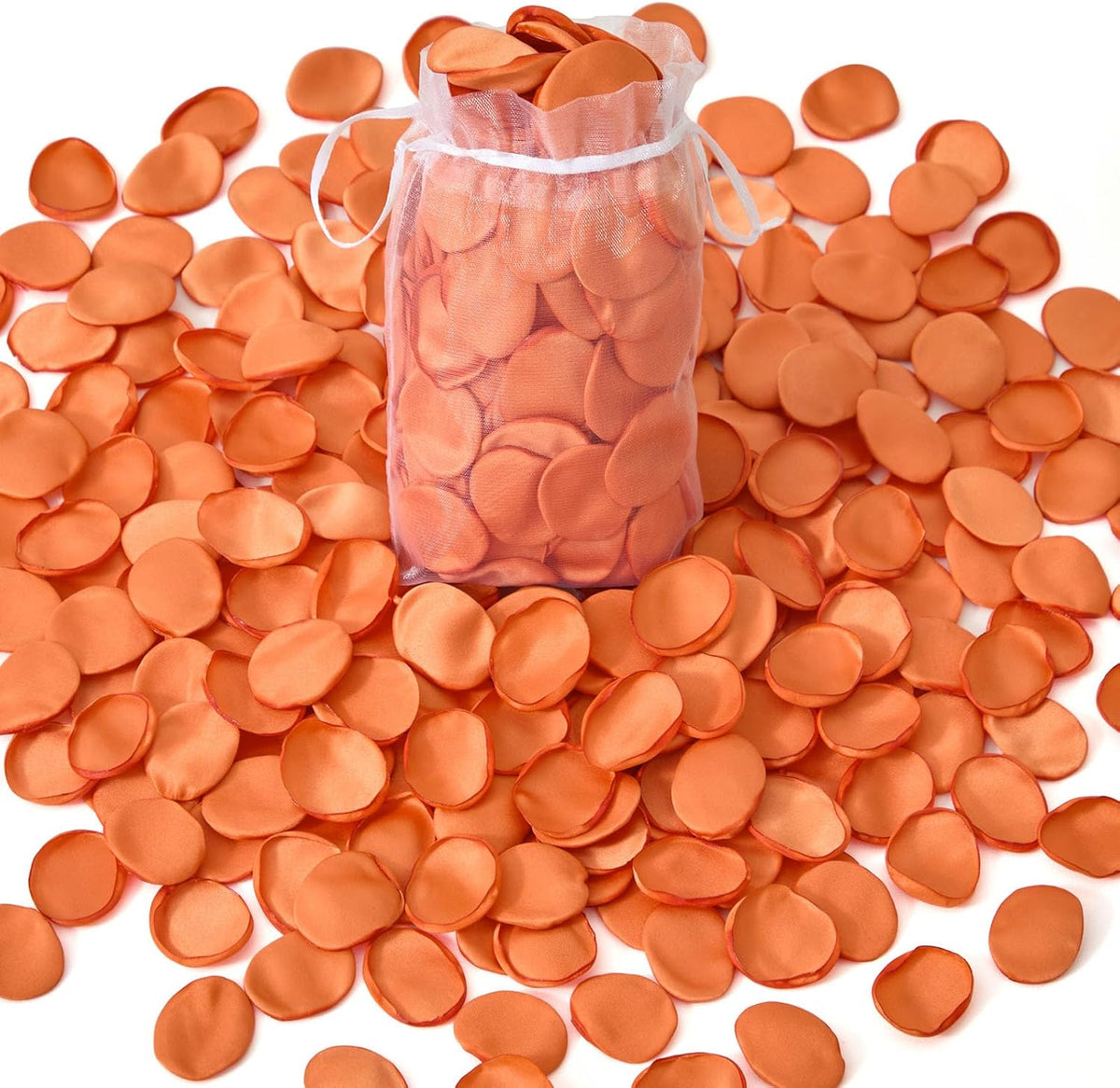 Alecono 600Pcs Silk Rose Petals, Faux Orange Flower Petals for Wedding Proposal Flower Girl Basket